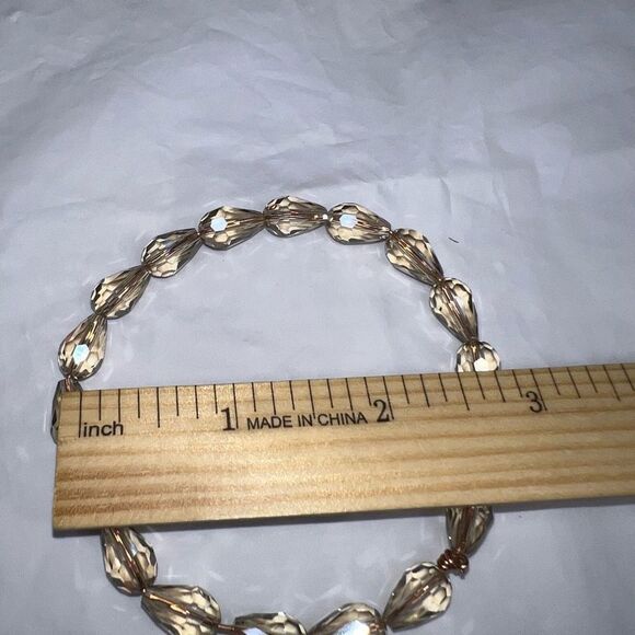 Faceted Champagne Beaded Bangle Bracelet - Picture 6 of 6